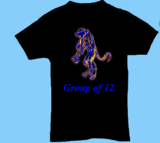 Group of 12 Embroidered Color Monkey T Shirt